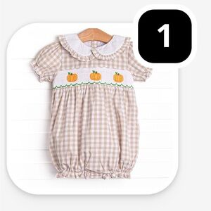 Stitchy Fish Pumpkin Smocked Baby Bubble